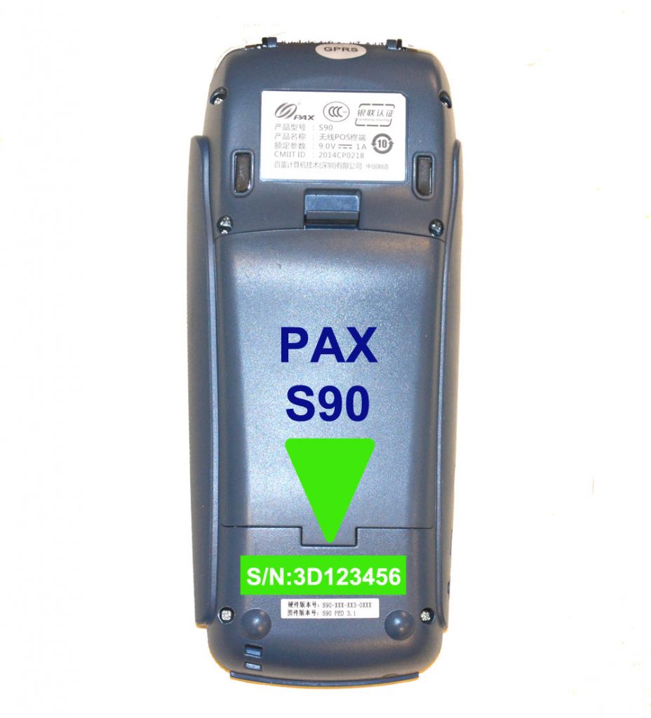 محل نصب برچسب سریال Pax s90